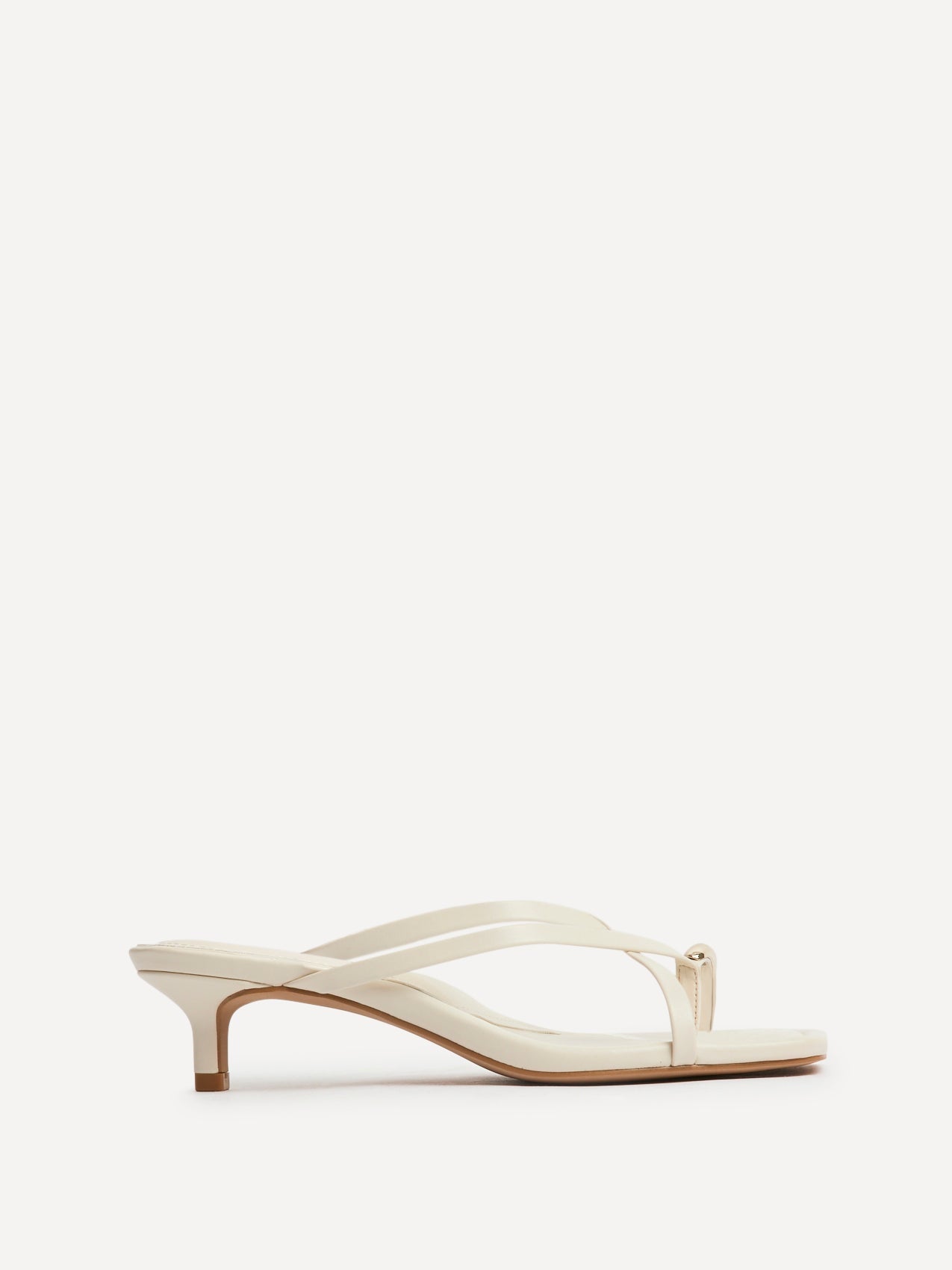 Polished White Faux Leather Mule Heels