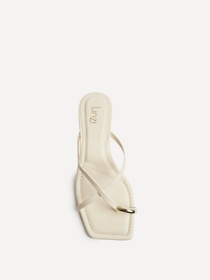 Polished White Faux Leather Mule Heels