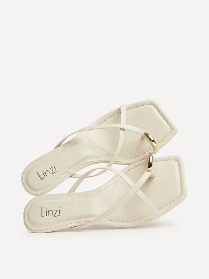 Polished White Faux Leather Mule Heels