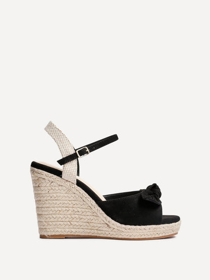 Portofino Black Bow Detail Wedges