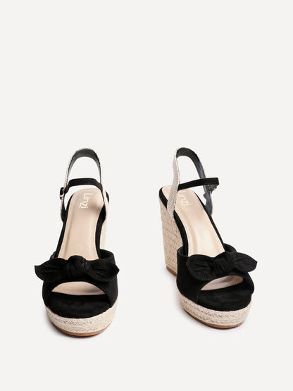 Portofino Black Bow Detail Wedges