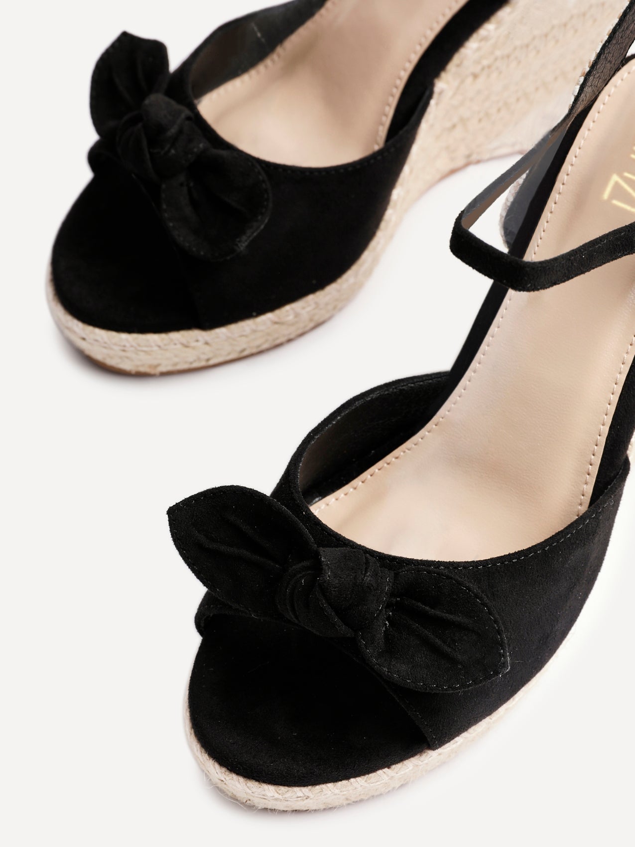 Portofino Black Bow Detail Wedges