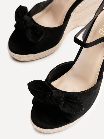 Portofino Black Bow Detail Wedges