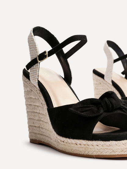 Portofino Black Bow Detail Wedges