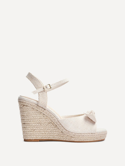 Portofino Beige Canvas Bow Detail Wedges