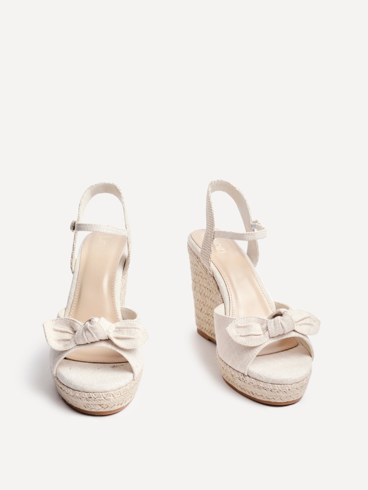 Portofino Beige Canvas Bow Detail Wedges