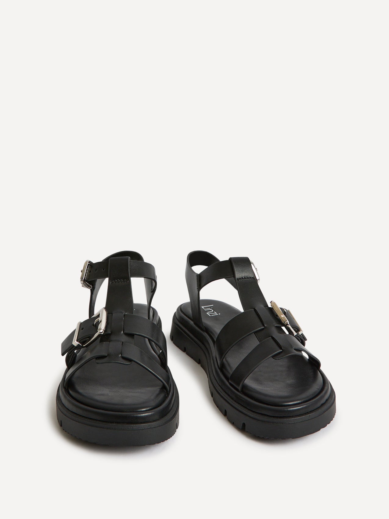 Portrait Black Gladiator Flat Sandals