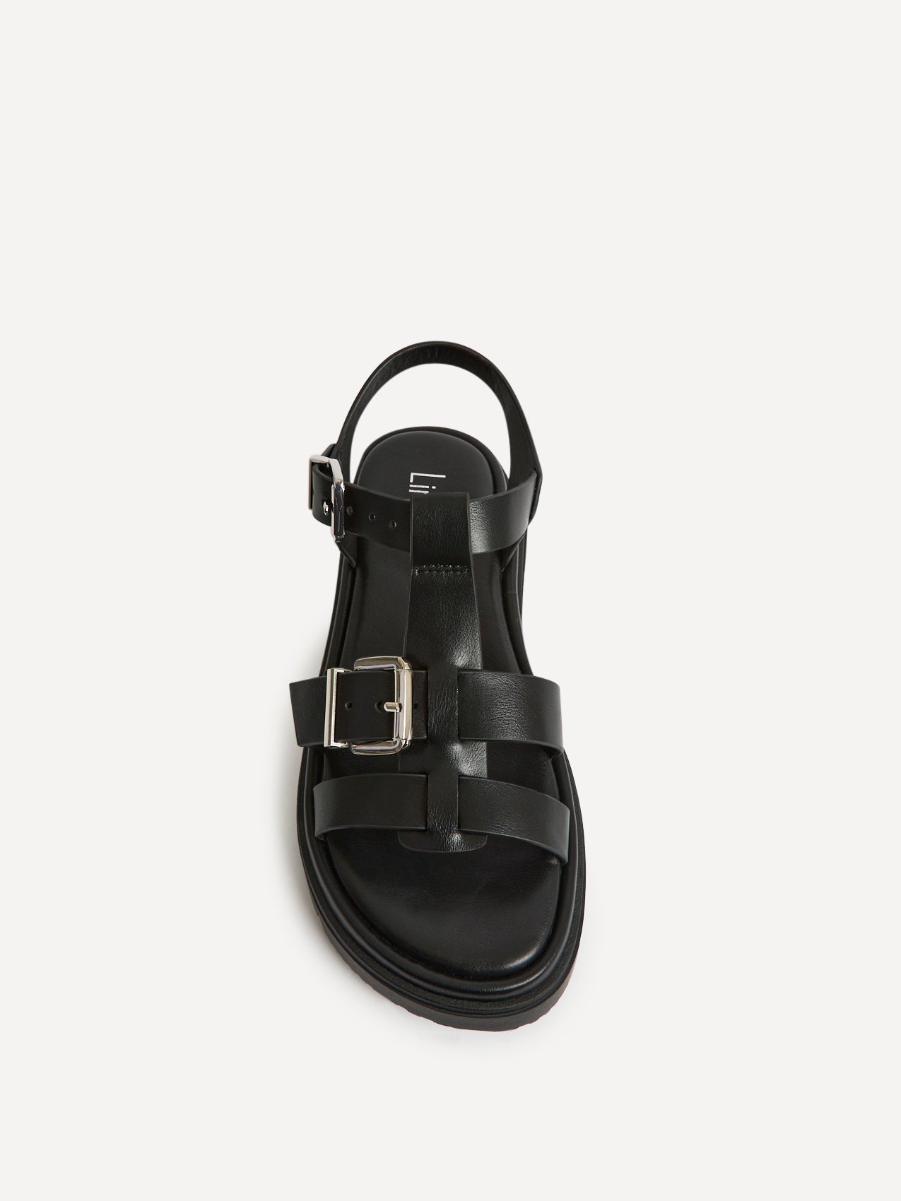 Portrait Black Gladiator Flat Sandals