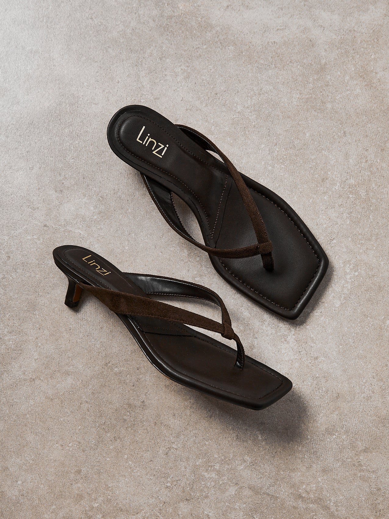 Potential Brown Toe Post Kitten Heels