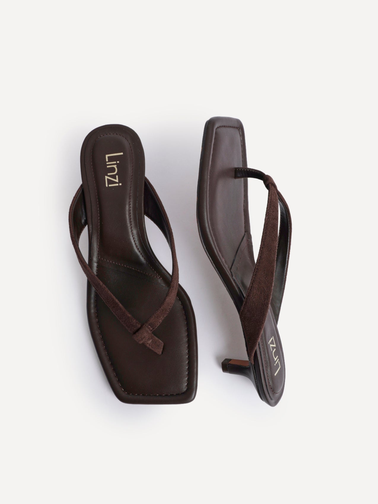 Potential Brown Toe Post Kitten Heels