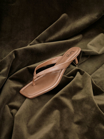 Potential Caramel Toe Post Kitten Heels