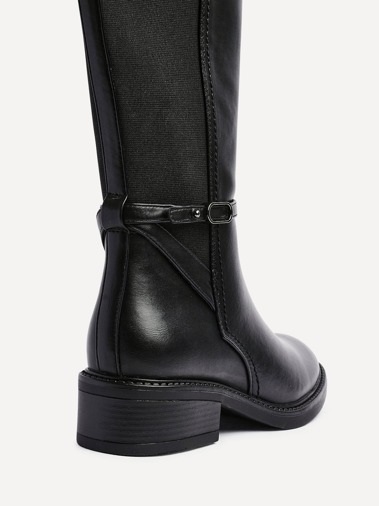 Power Black Faux Leather Riding Boots