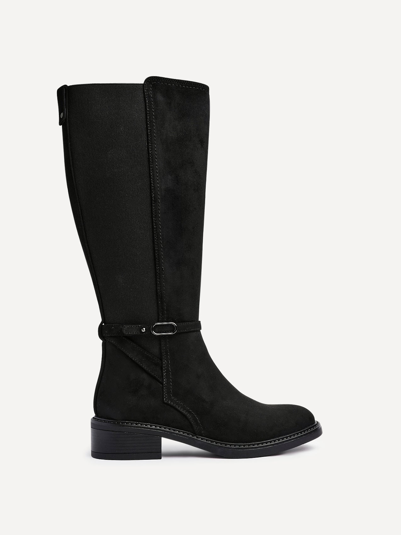 Power Black Faux Suede Riding Boots