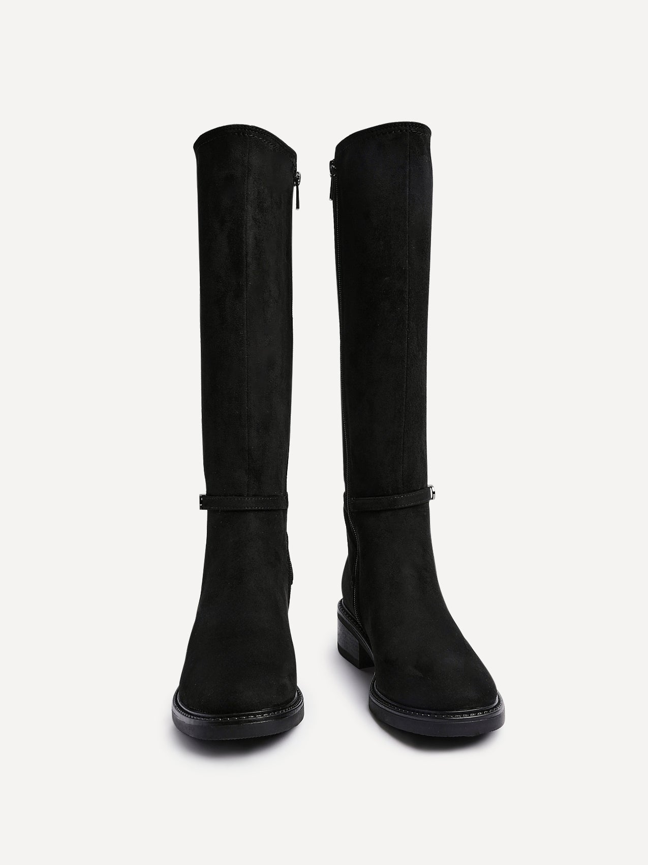 Power Black Faux Suede Riding Boots