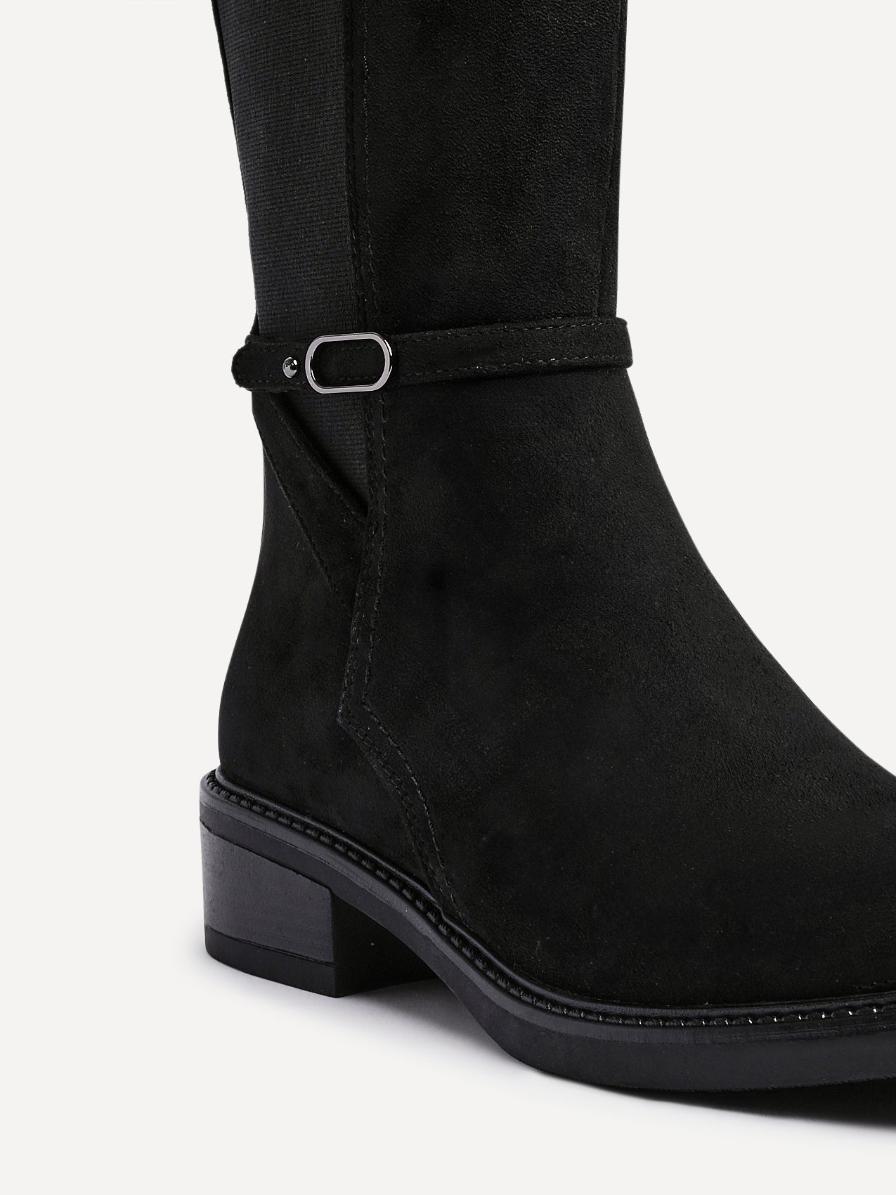 Power Black Faux Suede Riding Boots