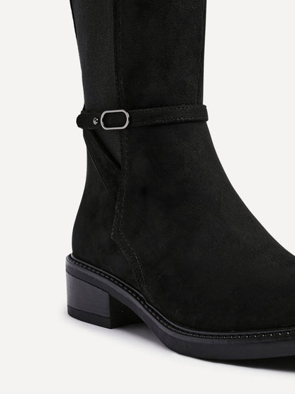 Power Black Faux Suede Riding Boots
