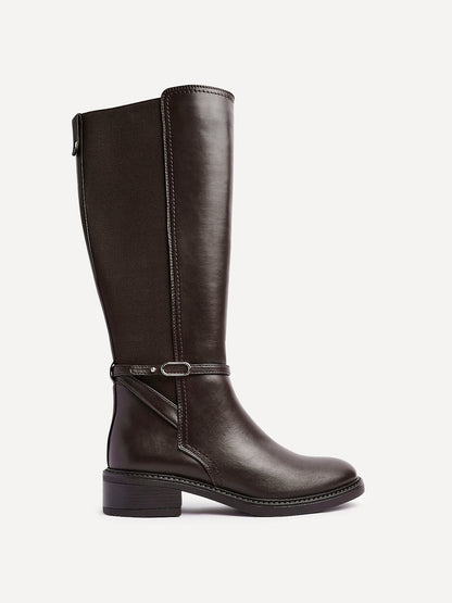 Power Brown Faux Leather Riding Boots