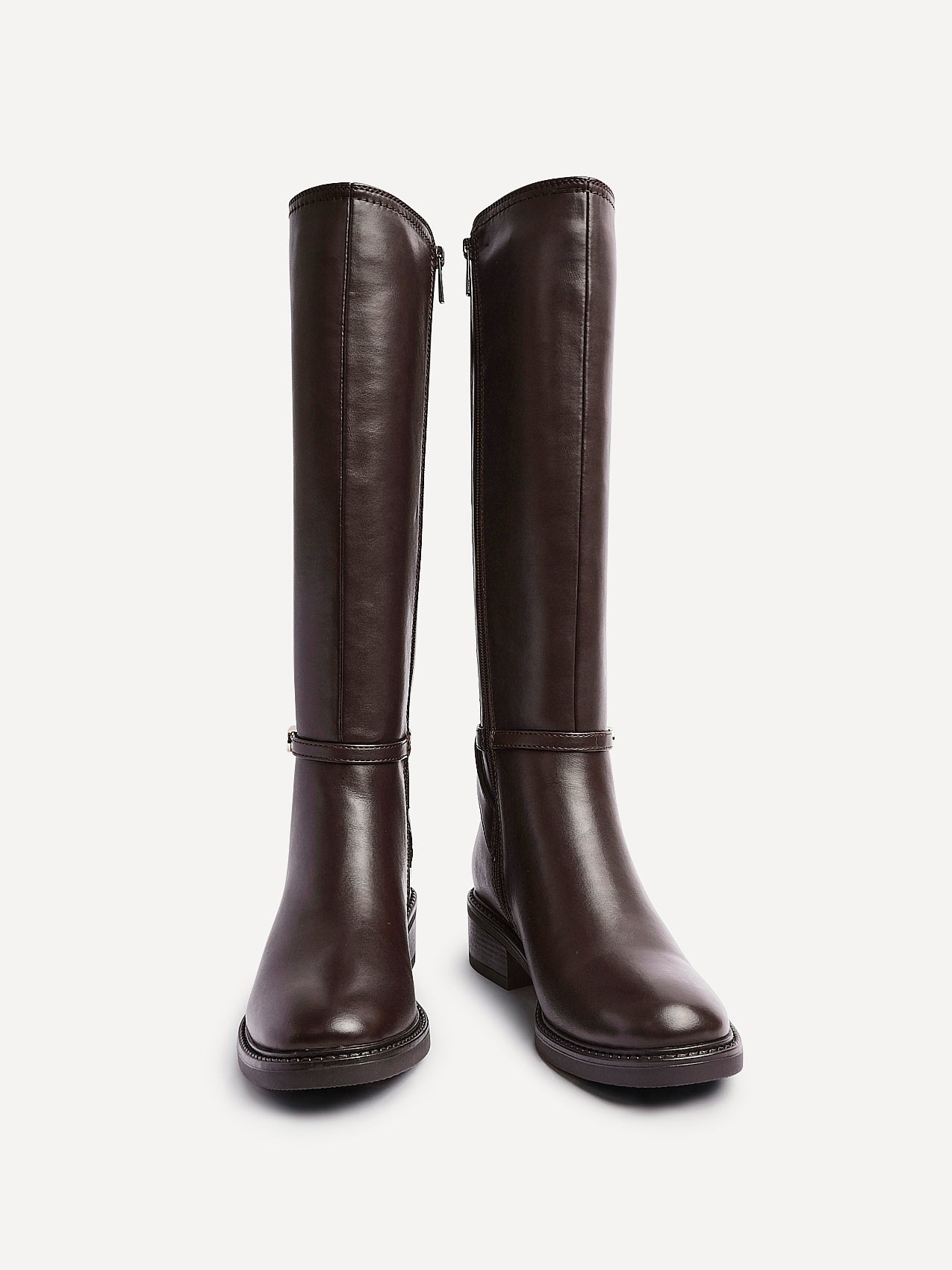 Power Brown Faux Leather Riding Boots