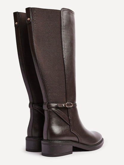 Power Brown Faux Leather Riding Boots