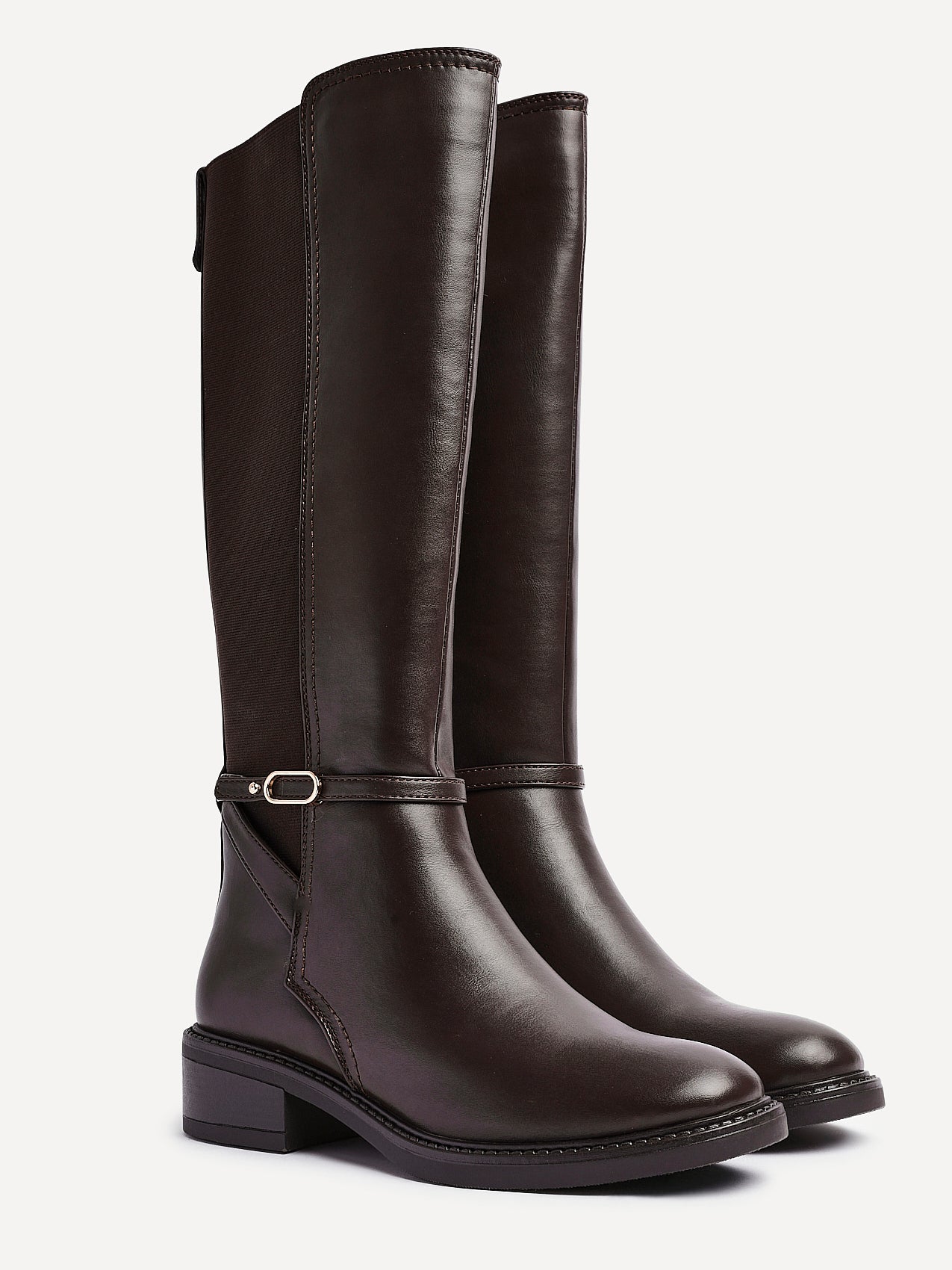 Power Brown Faux Leather Riding Boots