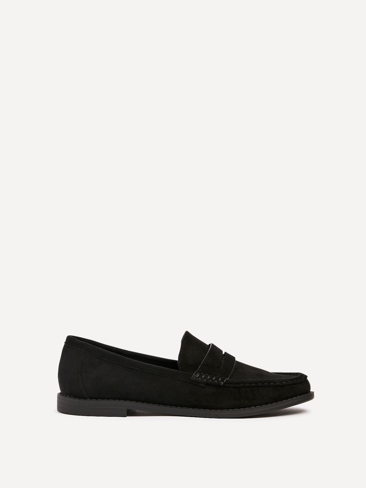 Precise Black Faux Suede Loafers
