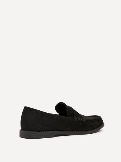 Precise Black Faux Suede Loafers