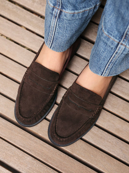 Precise Brown Faux Suede Loafers