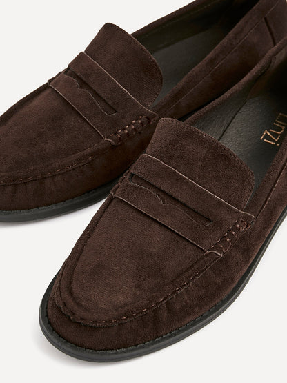 Precise Brown Faux Suede Loafers