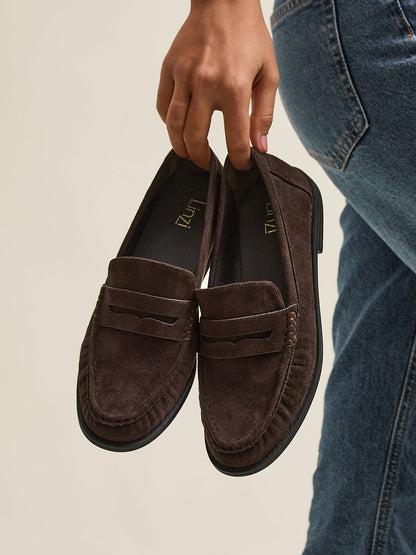 Precise Brown Faux Suede Loafers
