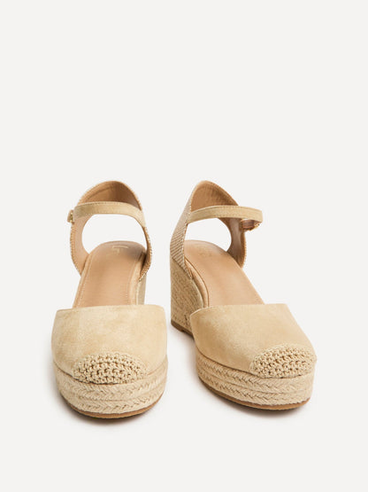 Present Beige Closed Toe Wedges