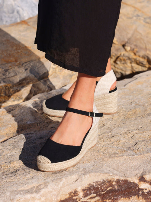 Present Black Closed Toe Wedges