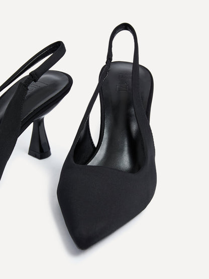 Presley Black Lycra Court Heels