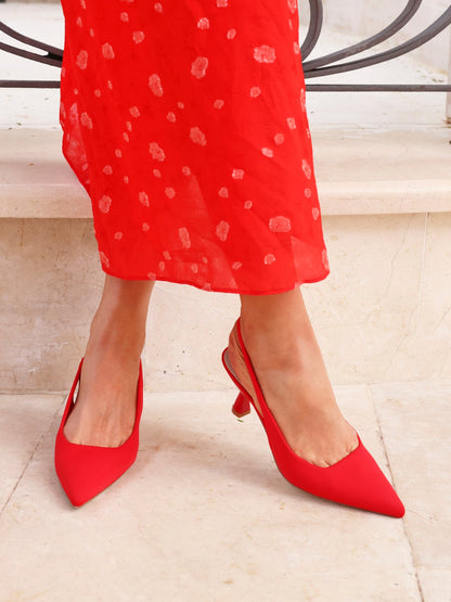 Presley Red Lycra Court Heels