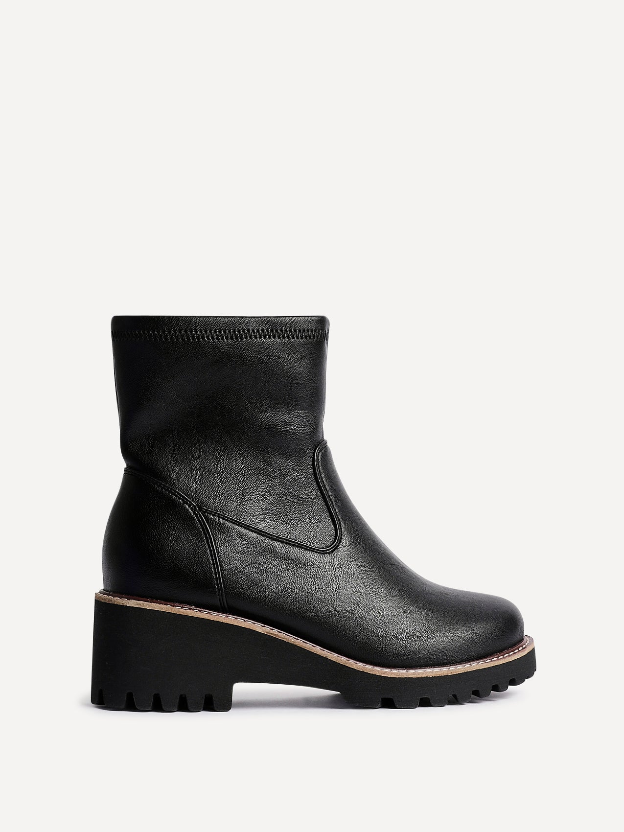 Pulse Wide Fit Black Wedged Ankle Boots