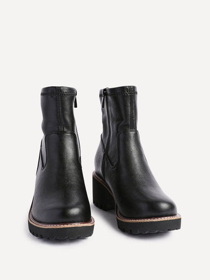 Pulse Wide Fit Black Wedged Ankle Boots