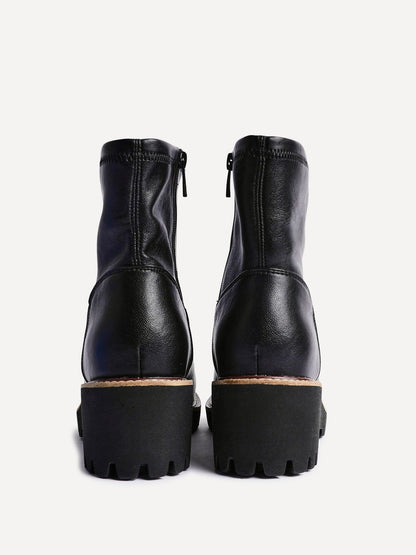 Pulse Wide Fit Black Wedged Ankle Boots