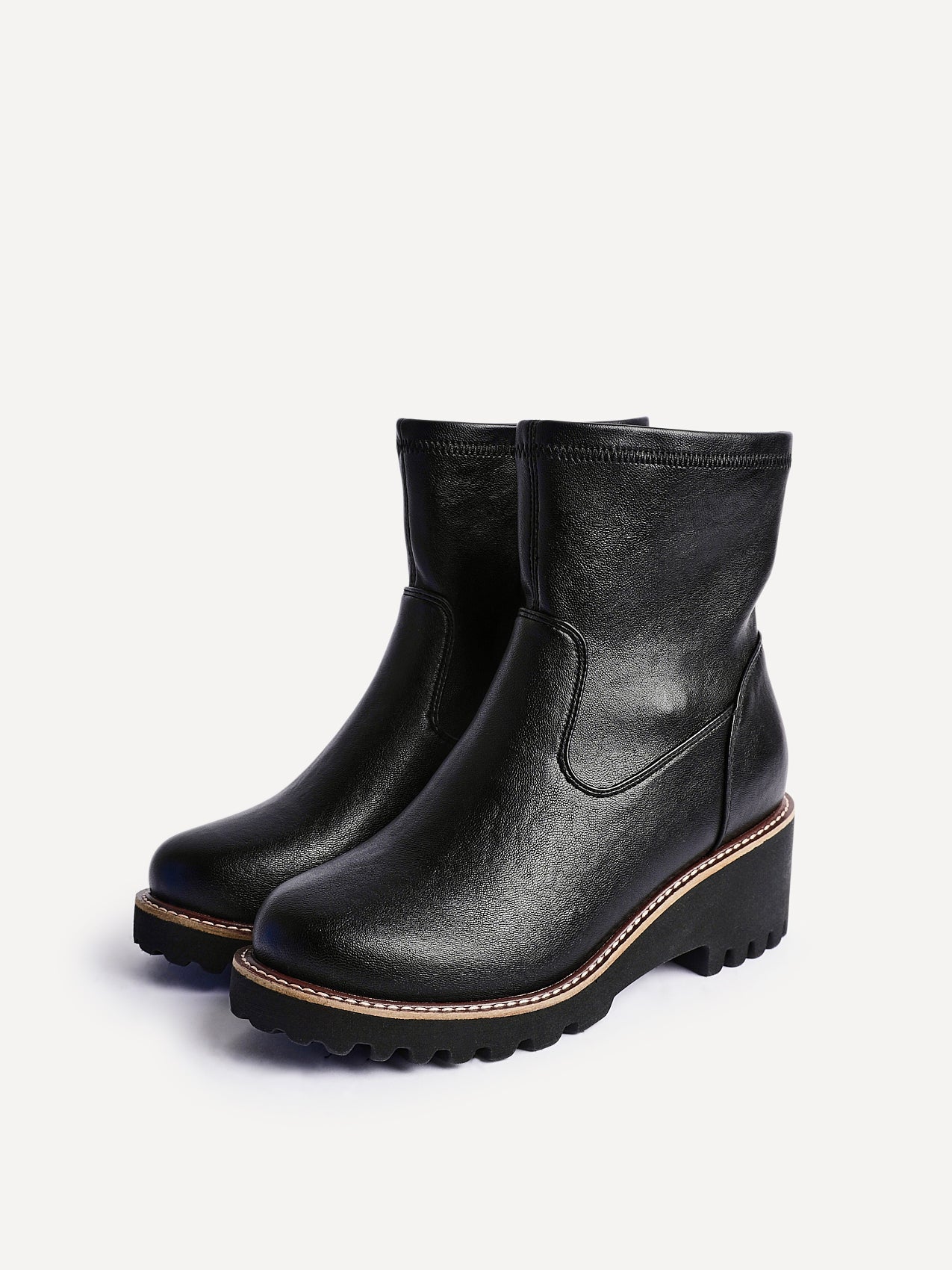 Pulse Wide Fit Black Wedged Ankle Boots