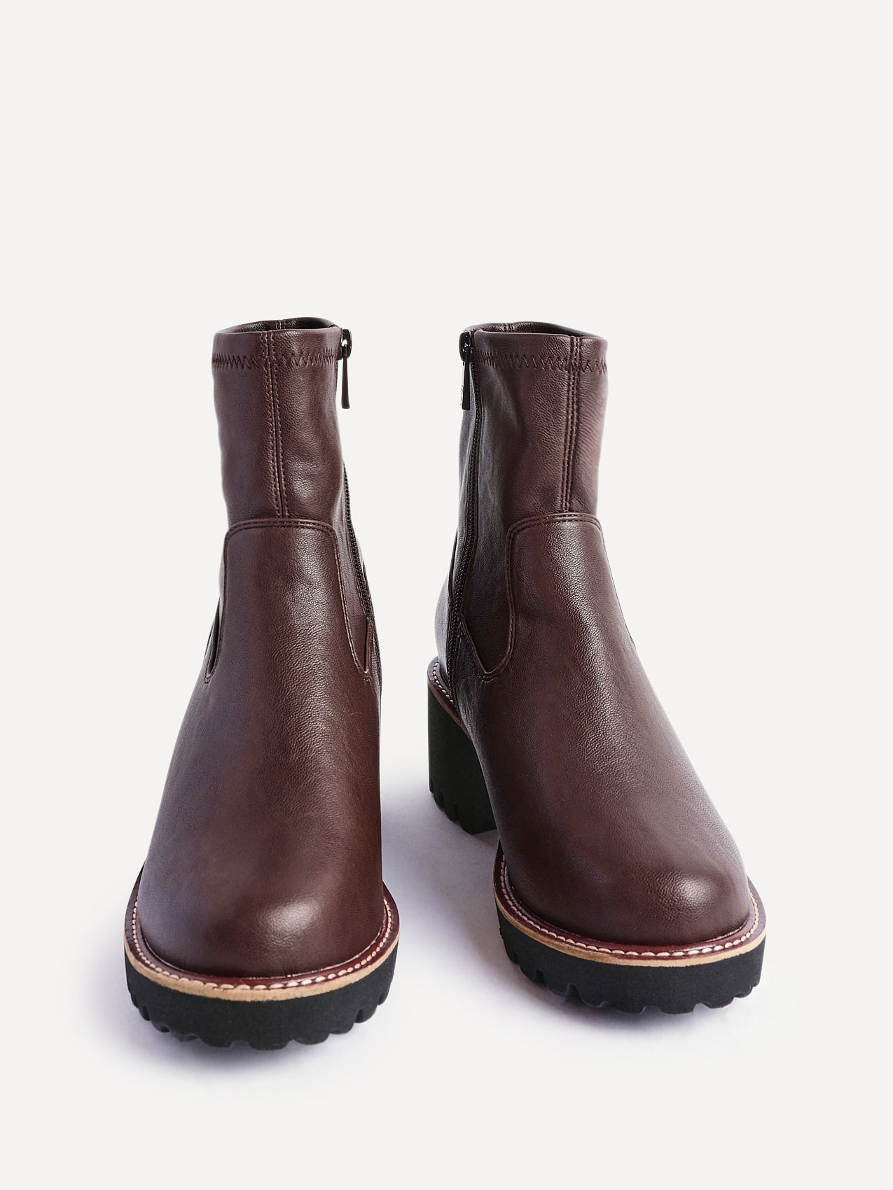 Pulse Wide Fit Brown Wedged Ankle Boots