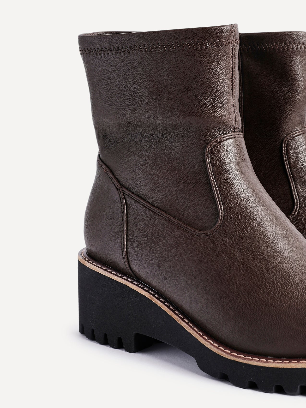 Pulse Wide Fit Brown Wedged Ankle Boots