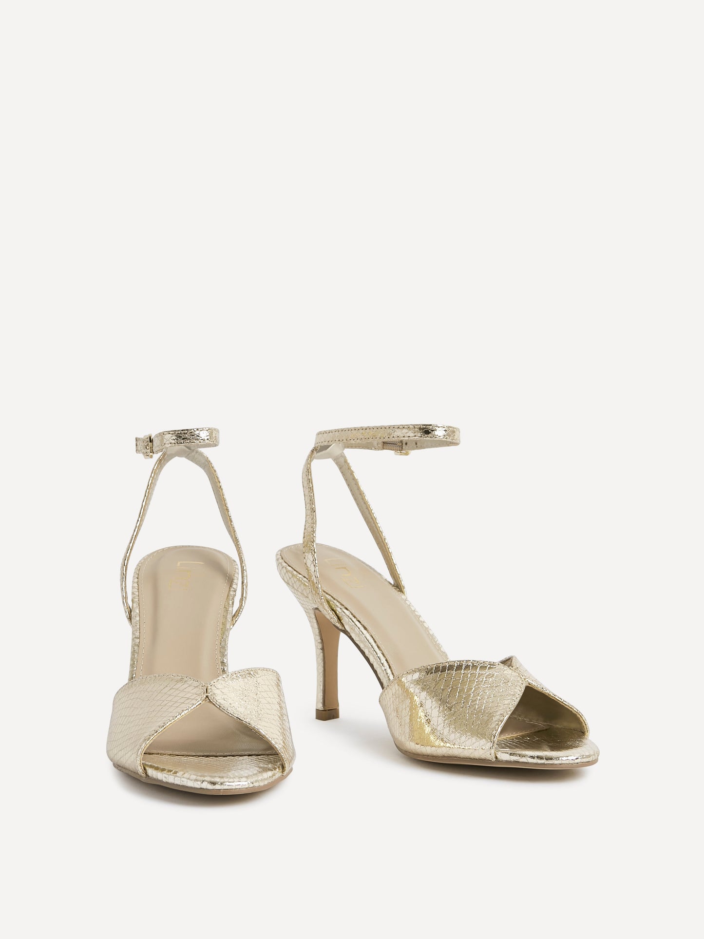Parlour Gold Faux Leather Peep Toe Heels