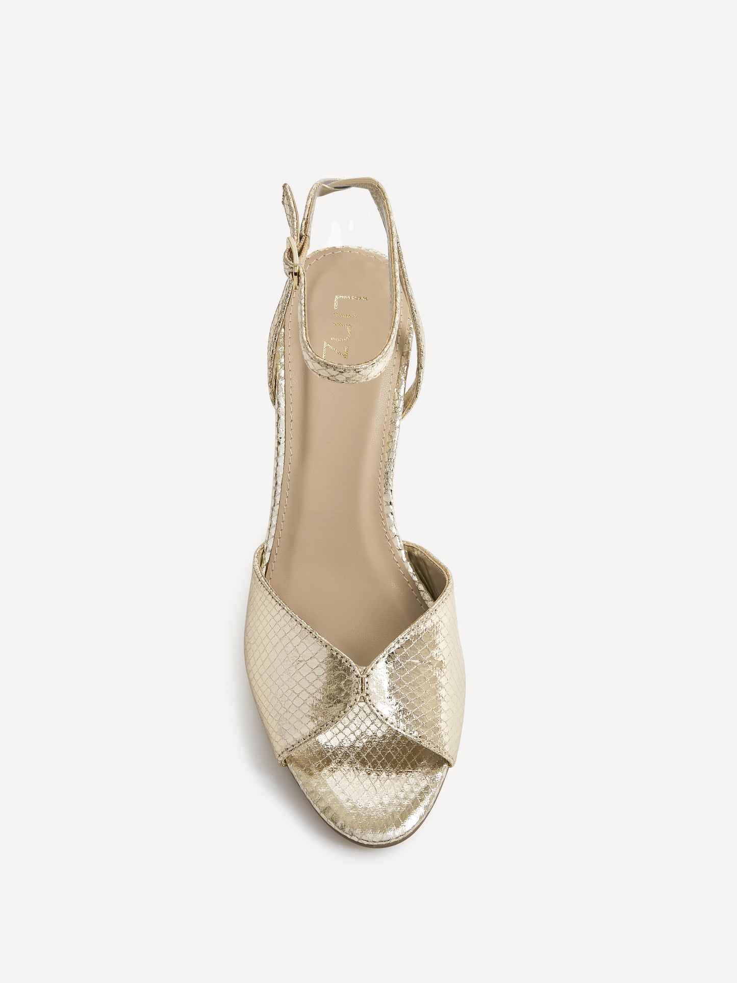 Parlour Gold Faux Leather Peep Toe Heels