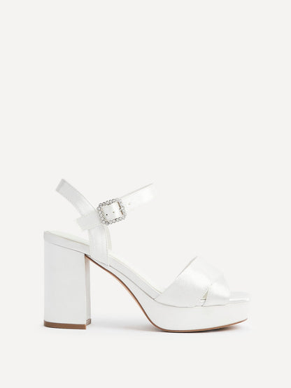 Perola Bridal Ivorty Satin Platform Heels
