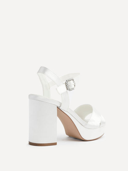 Perola Bridal Ivorty Satin Platform Heels