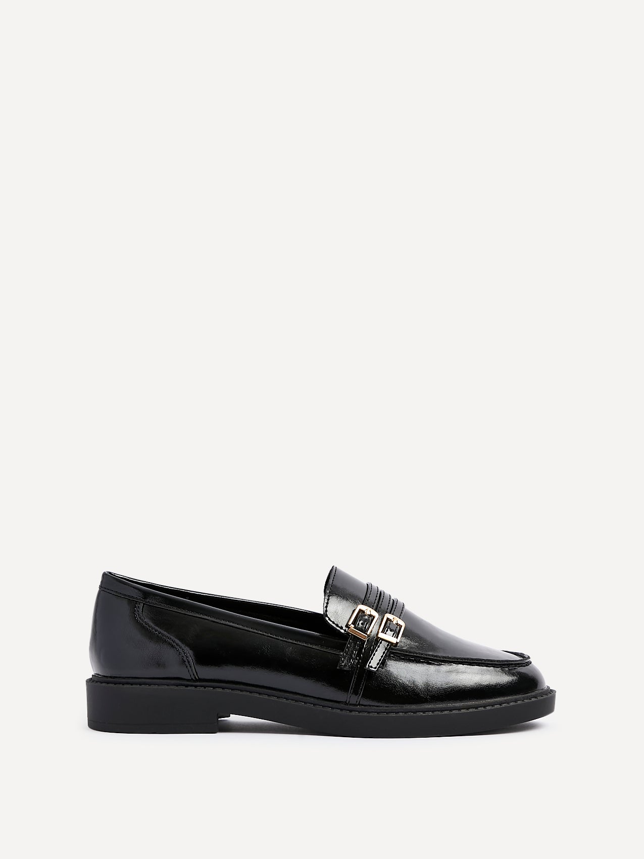Portland Black Faux Leather Loafers