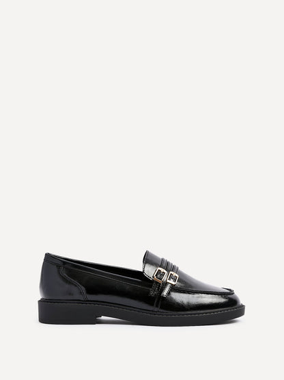 Portland Black Faux Leather Loafers