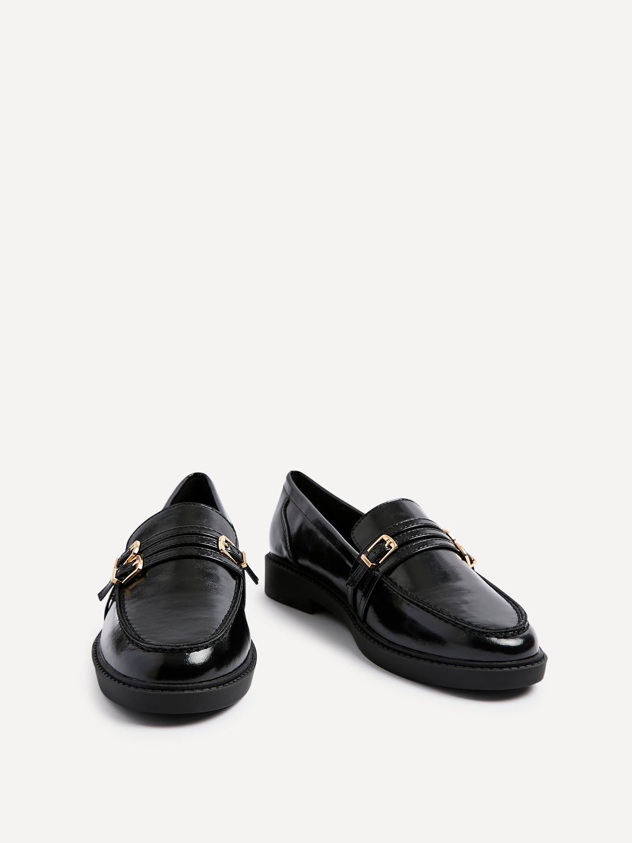 Portland Black Faux Leather Loafers