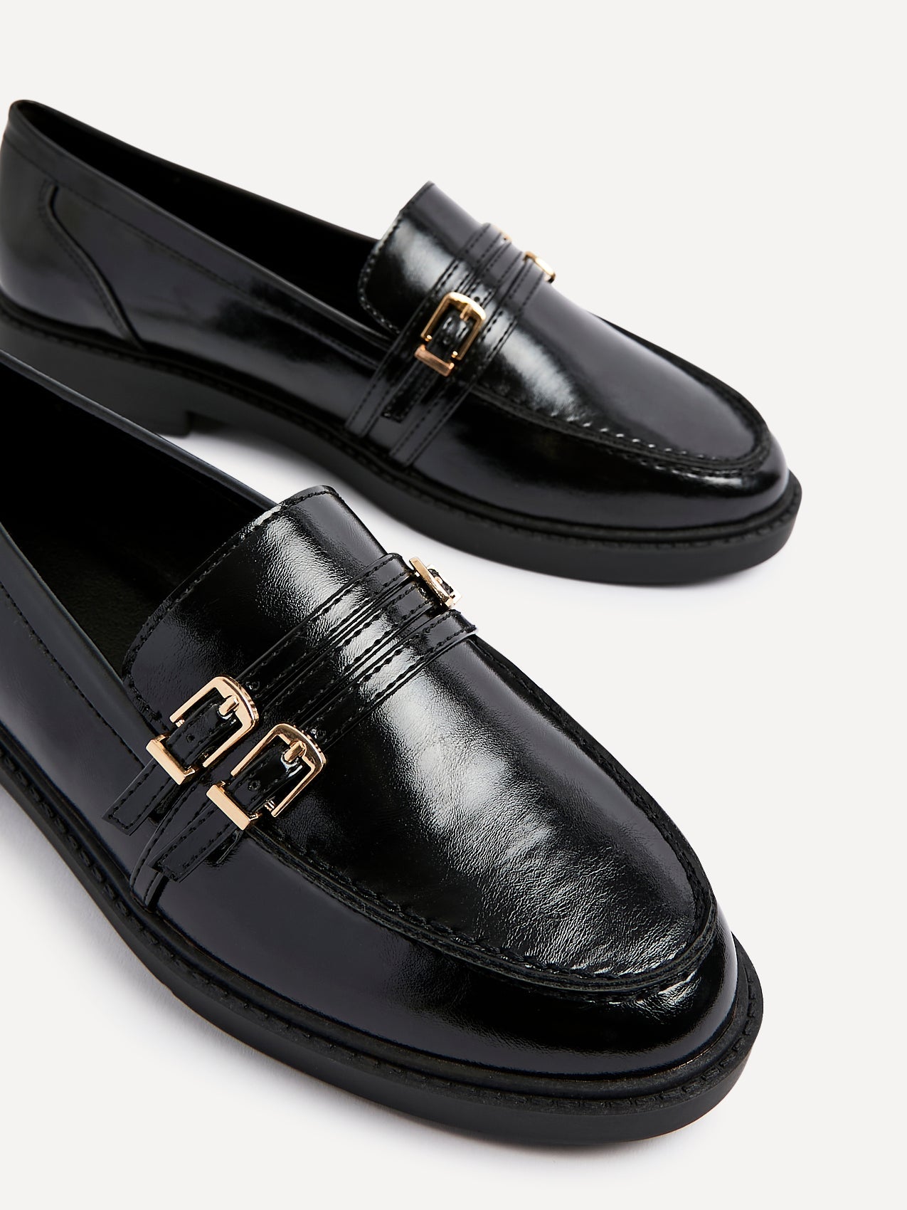 Portland Black Faux Leather Loafers