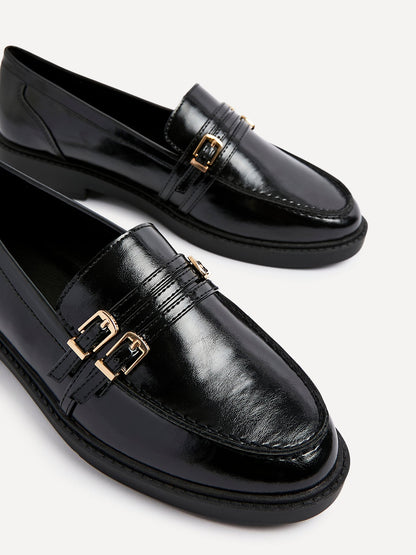 Portland Black Faux Leather Loafers