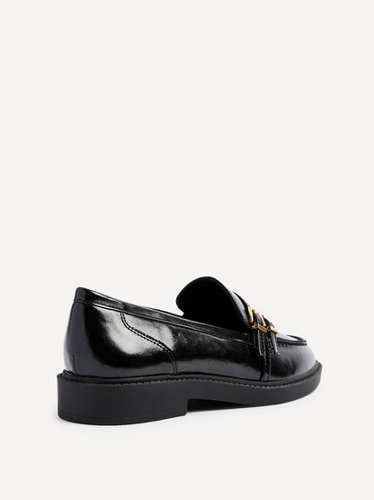 Portland Black Faux Leather Loafers