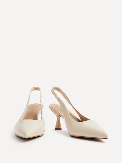 Presley Beige Faux Leather Court Heels